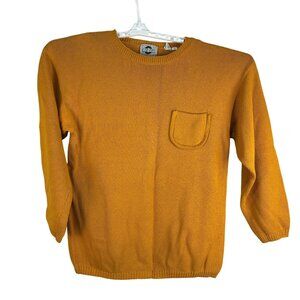 Cross Sport Mens Sweater Size L Crewneck Mustard Yellow Pocket Cotton Knit India